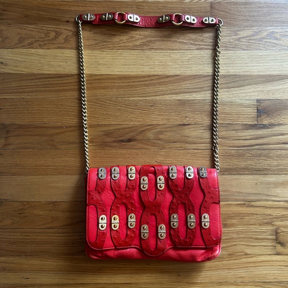Rare Vintage Rebecca Minkoff Orange Red Crossbody Chain purse bag - Picture 2 of 11